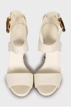 White leather sandals