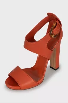 Orange leather sandals