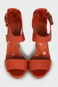 Orange leather sandals