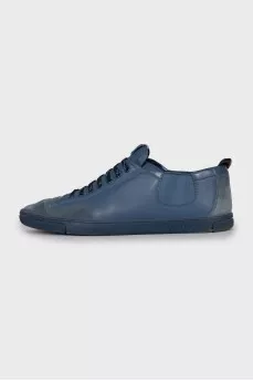 Men's blue leather and suede sneakers