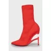 Red stiletto ankle boots