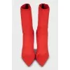 Red stiletto ankle boots