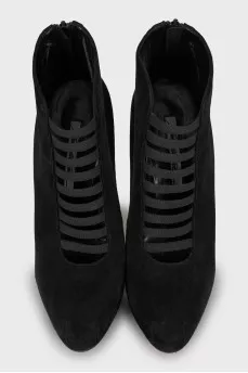 Suede ankle boots with back zip