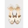 White leather wedge sandals