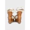 White leather wedge sandals
