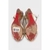 White leather wedge sandals