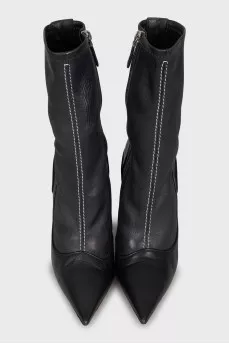Leather ankle boots with pointed toe