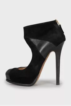 Suede cutout ankle boots