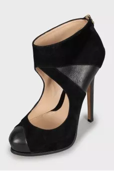 Suede cutout ankle boots
