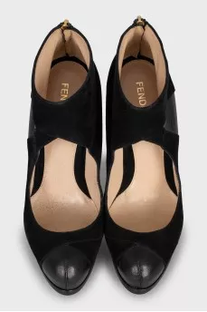 Suede cutout ankle boots
