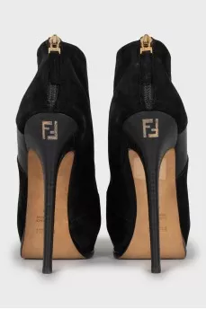 Suede cutout ankle boots