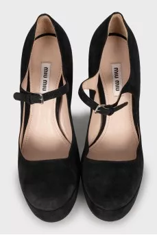 Suede platform heeled shoes