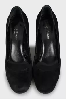 Suede shoes with brand logo