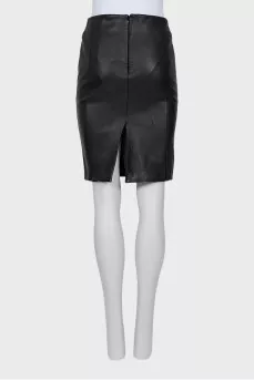 Fitted leather skirt