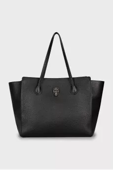 Leather skull shopper bag