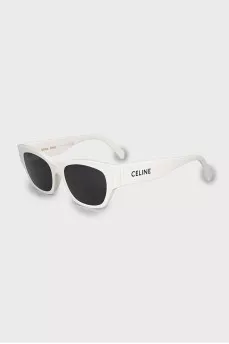 Sunglasses with white frame and logo
