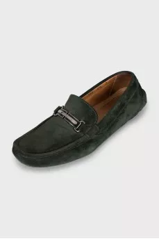 Men's green moccasins