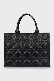 Leather bag with branded keychain