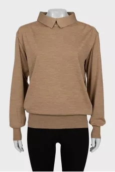 Beige jumper with collar