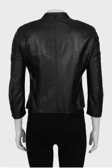 Leather jacket with 3/4 sleeves