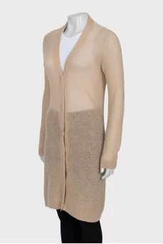 Knitted beige cardigan with buttons