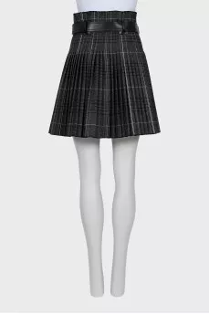 Wool skirt with leather belt