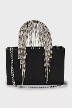 Leather bag with crystal fringe