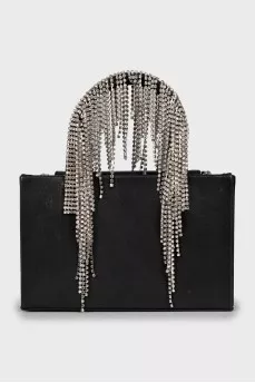 Leather bag with crystal fringe
