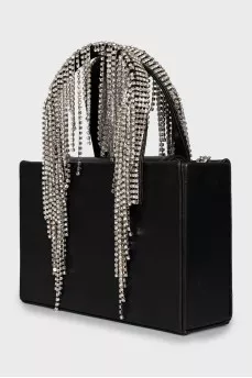 Leather bag with crystal fringe