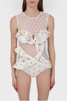 Swimsuit with oxen and insert from a grid with a tag
