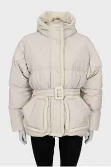 Oversized down jacket with small print
