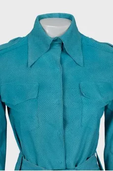 Leather shirt with perforation