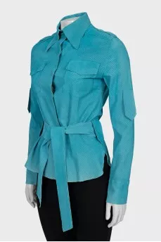 Leather shirt with perforation