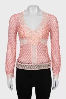Lace blouse with long sleeves