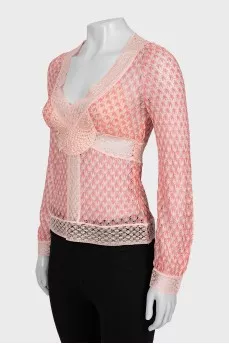 Lace blouse with long sleeves