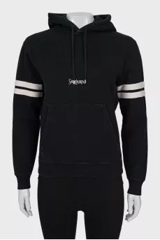 Black hoodie with embroidered logo