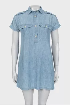 Denim dress with patch pockets