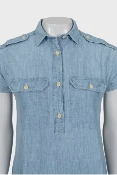 Denim dress with patch pockets