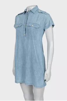 Denim dress with patch pockets