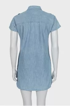 Denim dress with patch pockets
