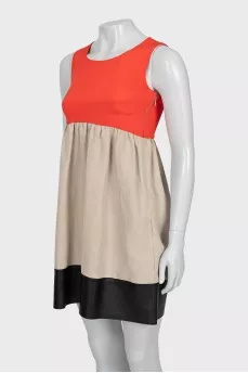 Dress made of silk, linen and leather