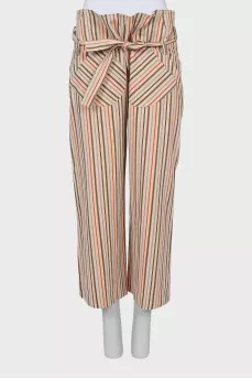 Striped culottes with belt