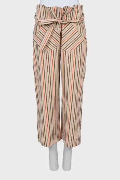 Striped culottes with belt