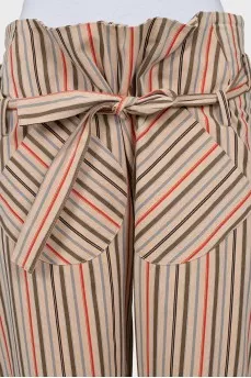 Striped culottes with belt
