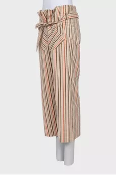 Striped culottes with belt
