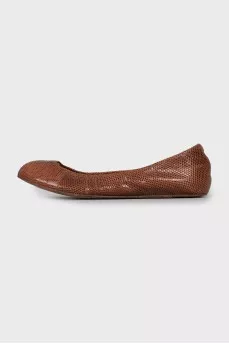 Brown leather ballet flats