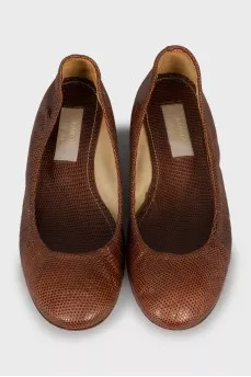 Brown leather ballet flats