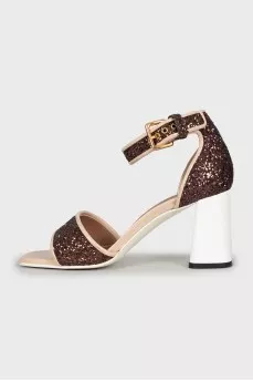 Glitter trapeze heel sandals