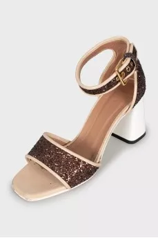 Glitter trapeze heel sandals