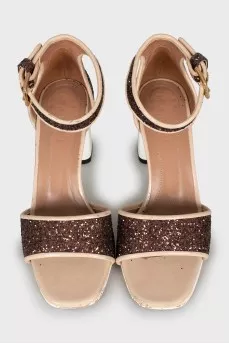 Glitter trapeze heel sandals